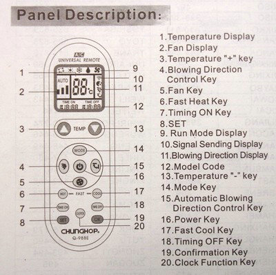 Lg Sharp Digital Universal A/C Remote Control Autotimer